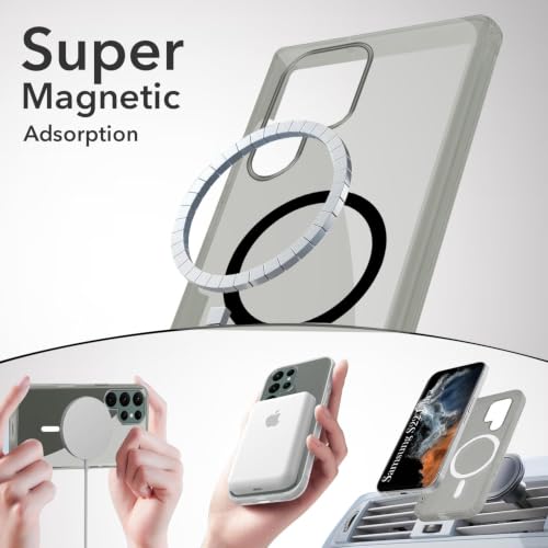 Image of Jkobi Lifetime Anti-Yellow MagSafe Compatible Clear Back Case Cover for Samsung Galaxy S22 Ultra 5G (Sleek Hard Crystal | Shockproof and Camera Protection)