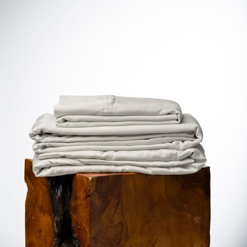 Image of Olive + Crate Tencel Lyocell Eucalyptus Sheets King Size - Cooling Tencel Sheets for Hot Sleepers with 18 Inch Deep Pocket Fit - Beige 4-Piece Set