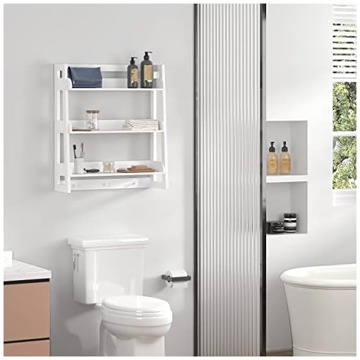 UTEX 3 Tier Bathroom Shelf Wall Mounted with Towel Hooks, Bathroom
