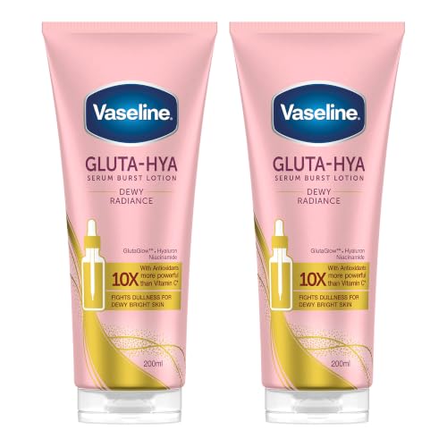 Vaseline Gluta-Hya Dewy Radiance Body Lotion 2x200ml 10x Vitamin C Power with GlutaGlow Niacinamide & Hyaluron for Bright Glowing Hydrated Skin in 5 Days