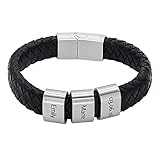 Heideman Armband Herren aus Leder schwarz matt Lederarmband Titus für Männer Leder Schwarz Länge 21cm