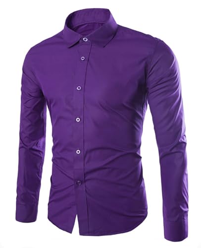 Caratteristiche: questa camicia a manica lunga, slim fit, chiusura con i bottoni, tinta unita, stile classico e elegante.