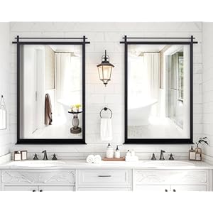   Chende-Decorative-Wall-Mirror-with-Shelf-22-x-30-Black-Bathroom-Mirror-with-Metal-Frame-Modern-Accent-Mirror-for-Entrance-Living-Room-Hallway