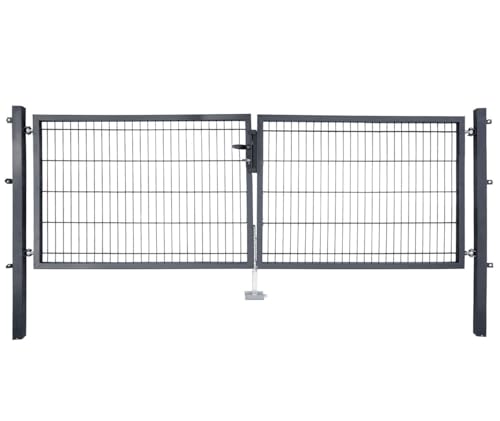 HORI Gartentor Einzel/Doppel-Flügeltor für Doppelstabmattenzaun – Komplettset inkl. Beschlagset, Zylinder & Schlüssel – verzinkt & pulverbeschichtet Farbe: Anthrazit I Größe: 1000 x 3000 mm (H x B)