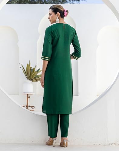 Image of SIRIL Women's Rayon Viscose Sequence Embroidery Work Straight Kurta Pant with Dupatta Set