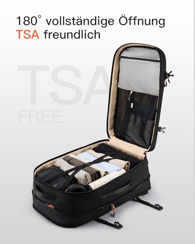 Inateck Leichter Reiserucksack 38.5-46L, Erweiterbarer Handgepäck Rucksack – Ansicht 4