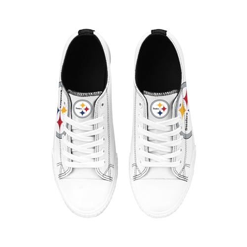 Image of FOCO NFL Womens NFL Ladies Fashion Team Big Logo Low Top White Canvas Sneakers Shoes