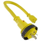 Conntek Marine Shore Pigtail Adapter Cord 30 Amp Shore Male Plug To 15 Amp Connentor with Light Indicator