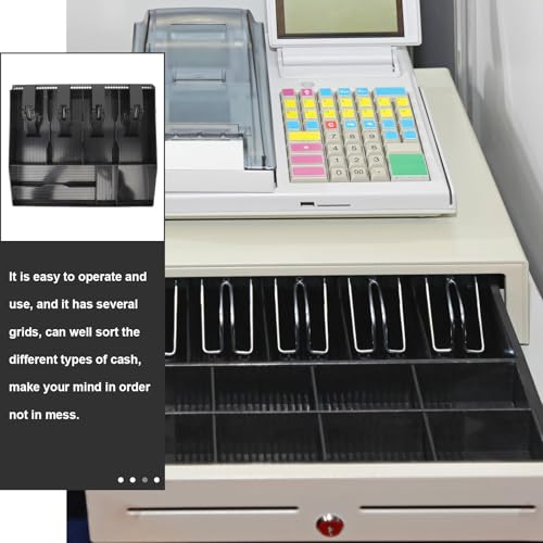 YARNOW Kassenbox mit 8 Fächern aus Acryl und Eisen Festes Pressdesign Schwarz für Drogerien und Supermärkte zur Sicheren Geldaufbewahrung – Bild 5