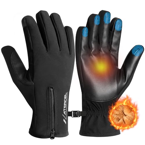 ATERCEL Winterhandschuhe Wasserdicht für Damen und Herren – Isolierte Fahrradhandschuhe für kalte Tage mit Touchscreen-Kompatibilität, Perfekt für Radfahren, Autofahren...