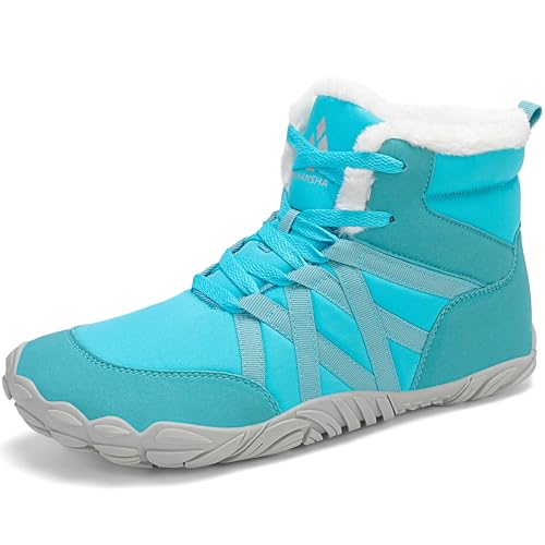 Mishansha Winter Barfußschuhe Herren Damen Warm Gefüttert Winterstiefel Bequem rutschfest Winterschuhe, Azurblau 43