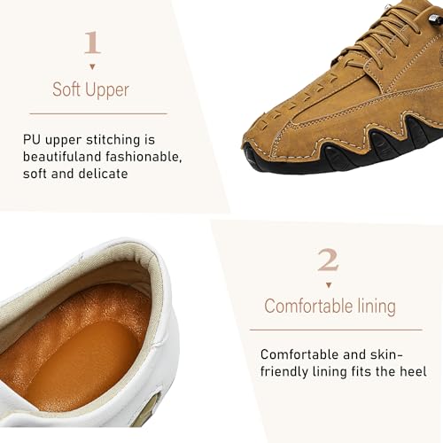 Mens Casual Driving Shoes Lightweight Leather Lace-up Loafers Comfortable Non-Slip Breathable Walking Sneakers2