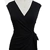 Berydress Women's V-Neck Short Sleeve Solid Stretchy Cocktail Wrap Dress Fitted Knee Length Black Dress (XL, 6028-black)