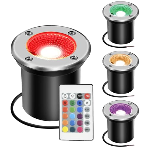 Éclairage pour chemins de jardin spot encastrable 12V IP67 étanche 3W RGB