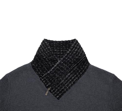 yoeasy Men's Turtleneck Zipper Twisted Knitted Pullover Sweater Slim Fit Ribbed Long Sleeve Sweater Tops3