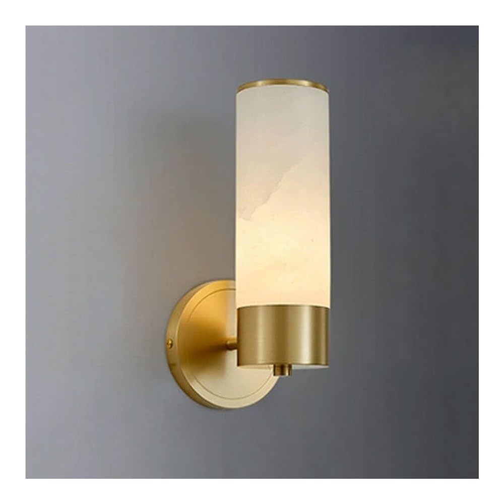 TONFON Nordic Bedside Wall Lamp Cylindrical Alabaster Wall Light E14 Lighting Wall Sconce for Bedroom Living Room Study Room Corridor Entryway Restaurant
