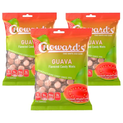Choward's Guava Candy Bags | Exotic Guava Flavor with a Refreshing Mint Twist | Ideal for Travel, Sharing, and Gifting | Individually Wrapped for Freshness | (Pack of 3, Total 49 Pieces)