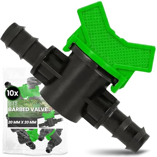 Instalguru 10x Válvula De Bola Tubo PE 20x20 mm Llave De Paso Riego por Goteo Grifo De Corte Conector Manguera Accesorio Canalización Distribución Agua Huerto