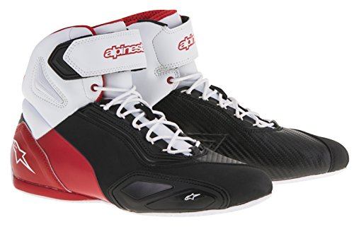 Alpinestars Tuta da moto da uomo, colore nero, bianco, rosso fluo, 40 EU, nero, bianco, rosso., 46 EU