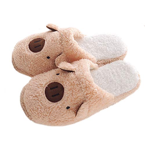 WYSBAOSHU Winter Warm Men Women Indoor Shoe Couples House Slipper 1-Brown Pig S