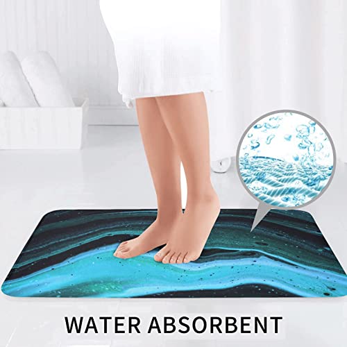 ARLTTH Badematte Mit Marmorstruktur, 3-teiliges Badezimmerteppich, Rutschfester Und Weicher, Saugfähiger Polyester-Teppich, U-förmiger Konturteppich Und Toilettendeckelbezug (grüner Blauer Marmor) – Bild 7