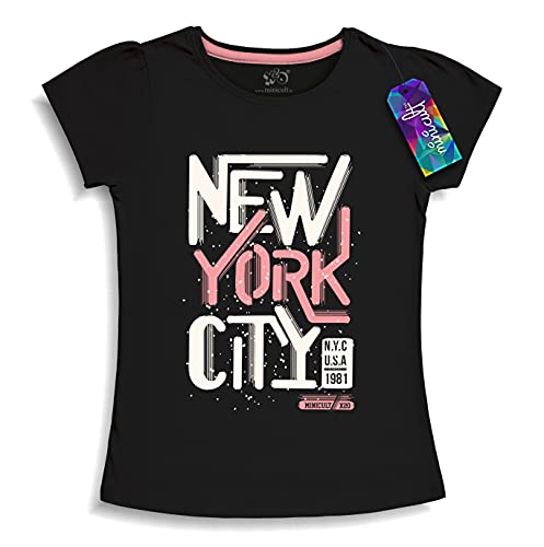 Image of minicult Girls Half sleeeves Cotton Tshirt with Cute Prints and Colorfull (Pink) (Pack of 5)
