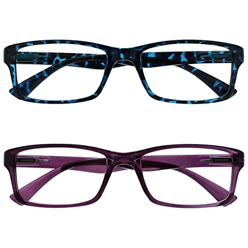 La Compañía Gafas De Lectura Azul Carey Y Púrpura Lectores Valor Pack 2 Hombres Mujeres UVR2092BL_P +1,50