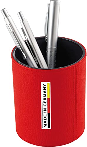 Handmade in Germany Stifteköcher Leder rot weiches genarbtes Rindnappaleder erhältlich in 5 Farben excl. Marke EuroStyle Cover