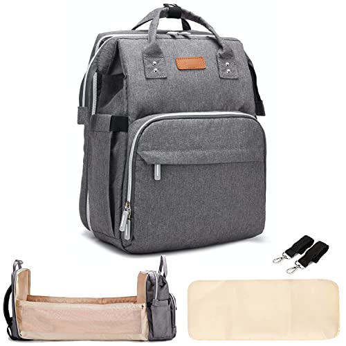 Image of BeautyLivoor Diaper Bag Backpack, Large Capacity Multifunction Diaper Backpack with Changing Pad, Travel Baby Bag for Moms Dads, Baby Registry Search Shower Gifts Waterproof and Stylish Gray