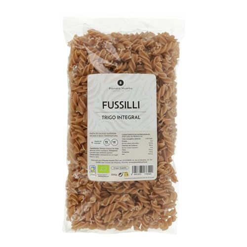 PLANETA HUERTO | Fusilli de Trigo Integral ECO 500g – Pasta Integral Ecológica, Rica en Fibra y Proteínas