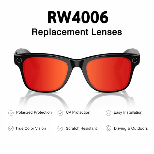 Image of YEIN Replacement Lenses for Ray-Ban Meta RW4006 /RW4012(50mm), Photochromic /Blue Light Blocking /Polarized Sunglasses Lenses
