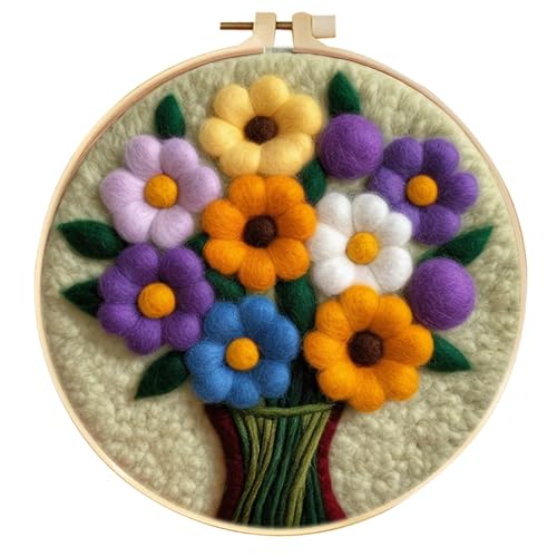 Image of SARBUTER Needle Felting Kits, DIY Wool Felt Starer Needle Felting Kits for Beginners ，Suitable for Giftware Home Decoration (Bouquet of Flowers)