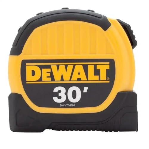 DeWalt DWHT36109 1-1/8" x 30 ft. Standard Tape Measure, Belt Clip, Yellow/Black