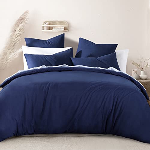 RUIKASI Funda Nordica Cama 90 - Juego de Funda Edredon 135x200cm, con 1 Funda Almohada 50x75cm, Suave, 2 Piezas, Microfibra, Azúl Marino