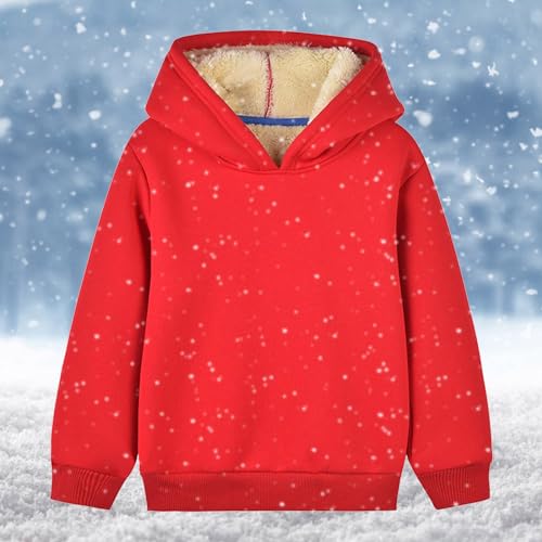 Boy Girls Fuzzy Sweatshirts with Hoodies Casual Long Sleeve Pullover Blouses Winter Warm Hiking Outdoor Outfits3