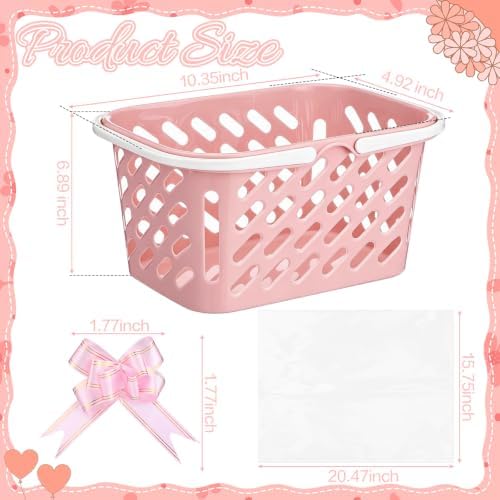 Ferrochef 8 Sets Pink Gift Baskets Empty with Cellophane Bags and Bows — 사진 2