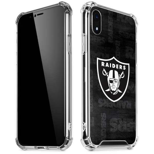 Skinit Clear Phone Case Compatible with iPhone XR - Officially Licensed NFL Las Vegas Raiders Black & White Design