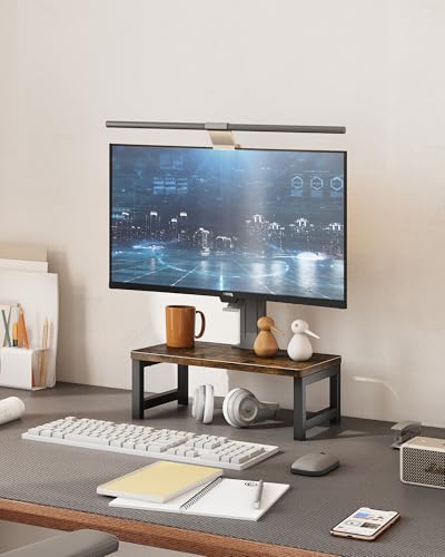 OROPY Wood Vintage Monitor Stand Holder, PC Laptop Computer Screen Riser, Desktop Storage Organiser Shelf for Home or Office, 40 x 23 x 14cm, Dark Brown - Cosy Home Interiors OROPY Wood Vintage Monitor Stand Holder, PC Laptop Computer Screen Riser, Desktop Storage Organiser Shelf for Home or Office, 40 x 23 x 14cm, Dark Brown - Image 2