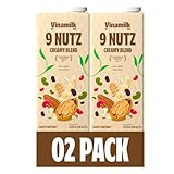 Vinamilk 9 Nutz Creamy Blend | Pack 2 | Oat Almond Walnut + Whole Soy Beans, Plant Based Milk, 33.8 Fl Oz Each, Light Sweet, Shelf Stable - Lactose Free, Dairy Free, Glyphosate Free
