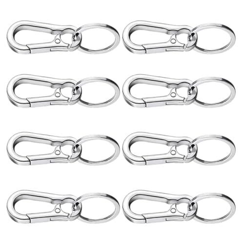 Levemolo Llavero Mosquetón de Aleación de Zinc 8 Piezas Clip Metálico Resistente E Inoxidable para Cinturón o Mochila Accesorios Prácticos para Llaves de Coche Uso Diario