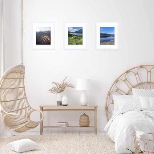 Image of JCJMY 11x14 Picture Frame with 8x10 Mat, Display Photo 8x10 with Mat or 11 x 14 Without Mat, Wall Hanging Large Frame with Shatter Resistant Plexiglass, White