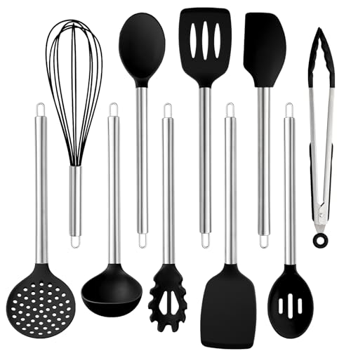 COOK COLOR Silicone Cooking Utensils, Kitchen Utensil Set,
