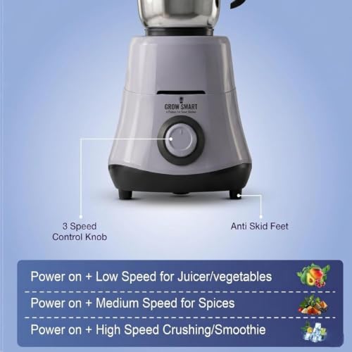 Image of Hydrogrind 750 Watts Juicer Mixer Grinder With 3 Stainless Steel Jars (3 Jars, Grey Black) 4 Years Warranty