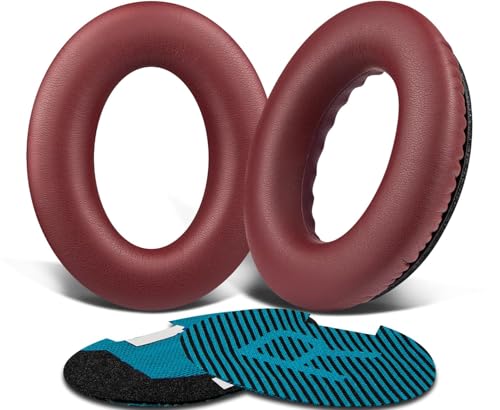 Image of SoloWIT Protein Leather Earpads Cushions for Bose Headphones, Replacement Ear Pads for Bose QuietComfort 15 QC15 QC25 QC2 QC35 /Ae2 Ae2i Ae2w /SoundTrue & SoundLink Around-Ear Series - Burgundy