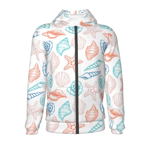 Colorful Seashells1 Kid Hoodies Boys Zip Up Sweatshirts Girls Pullover with Pocket2