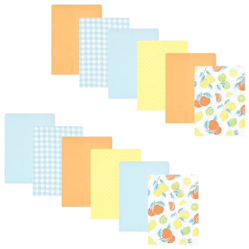 Image of Hudson Baby Unisex Baby Flannel Burp Cloth 12pk, Citrus Mint, One Size