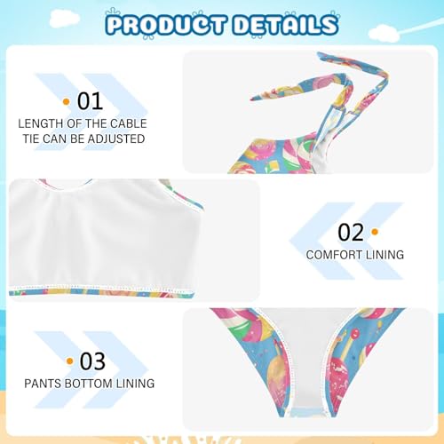 Colorful Sweet Lollipop Candy Girls' 2 Piece Kids Bikini Set Quick-Dry Swimsuit Swimming Suits Adjustable Shoulder Strap4