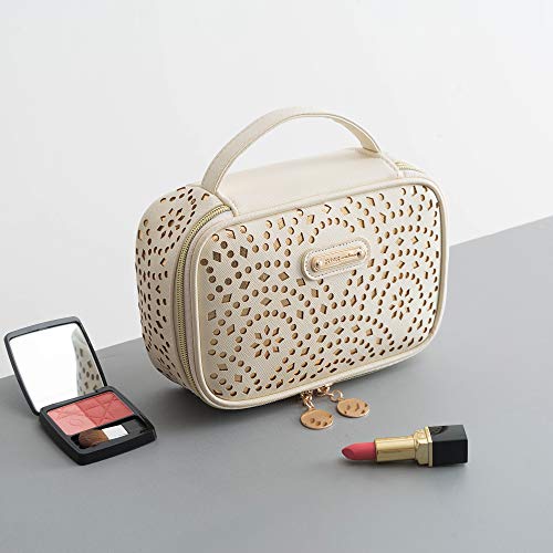 WUHUA Makeup Bag, Gold Pattern Cosmetic Bag With Zipper,Toiletry/Travel Bag For Gril,Brushes Accessories Storage Bag,For Portable Hand Pouch Organizer