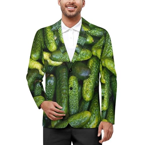 Cucumbers Classic Suits Blazer for Men Business Tuxedo Jacket Sport Coat Two Buttons