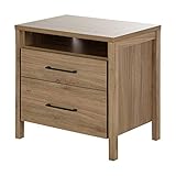 South Shore Gravity 2-Drawer Nightstand-Rustic Oak